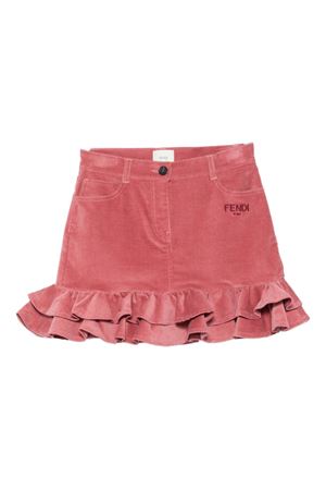 gonna in velluto rosso FENDI KIDS | JFE192AYMCF1T6P